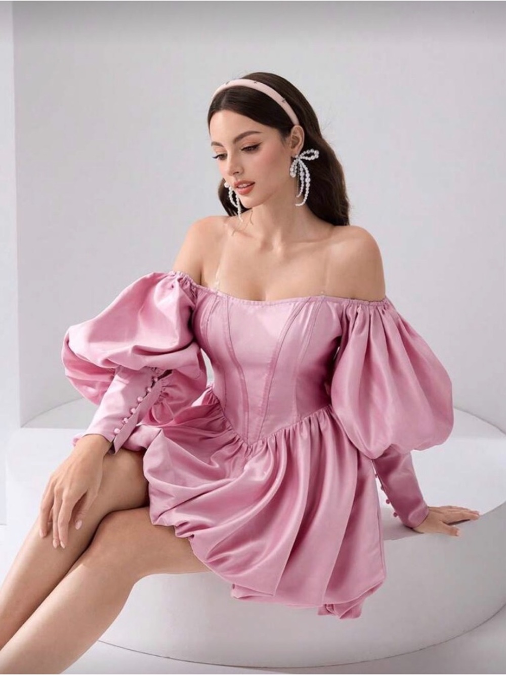 NWT Coquette Hime Gyaru Princess Barbie Beautiful Pink Satin Dress